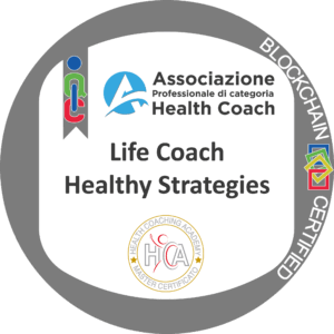 digital badge di LIFE COACH healthy strategies, rilasciato dall'Associazione di categoria professionale health coaching academy