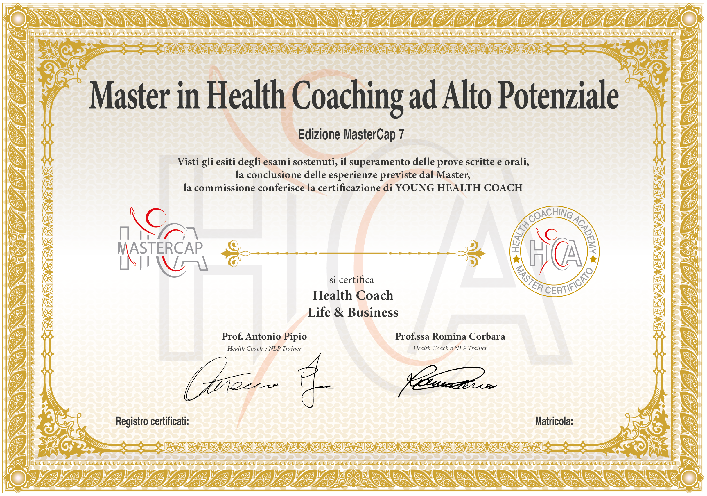 certificato di HEALTH life e business